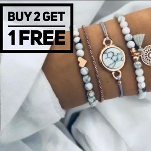 “Mina” Marble Look Boho Multi Layer Bracelet